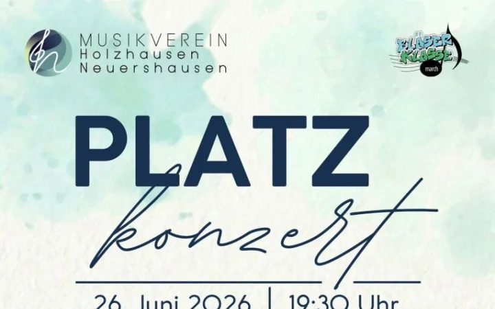 Plakat: Platzkonzert am 26. Juni 2026, 19:30 Uhr, Schulhof Grundschule Holzhausen